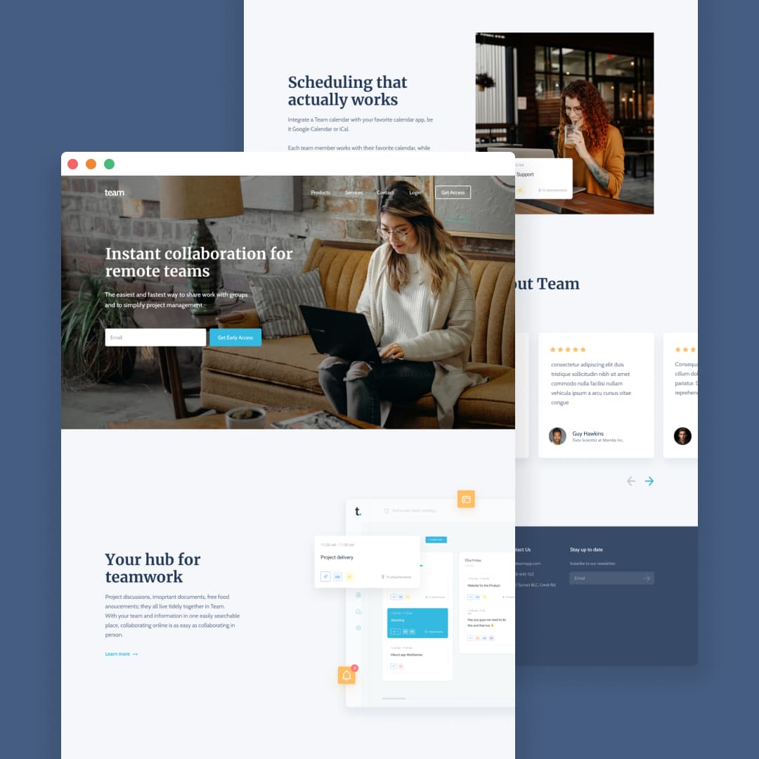 Team app website design project